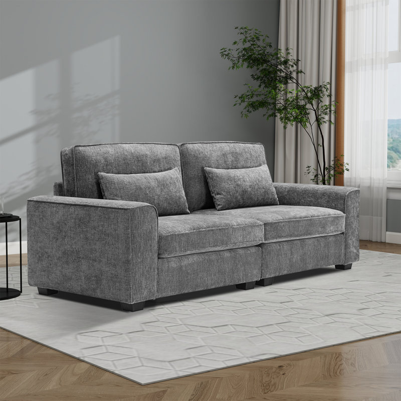 Canapé en tissu moderne de 79,5 po avec coussins moelleux, accoudoirs élégants et structure en bois massif robuste - sièges confortables pour le salon, la chambre à coucher ou le salon de bureau