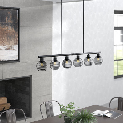 Luminaire suspendu linéaire à 6 lumières pour îlot de cuisine Rivero