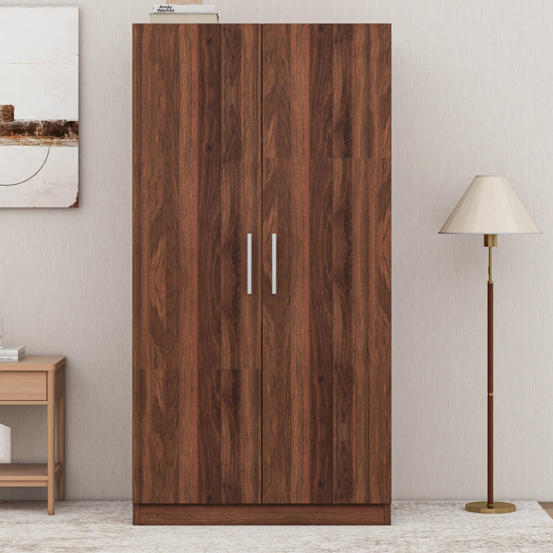 2-Door Wooden Wardrobe Armoire With 3 Storage Shelves