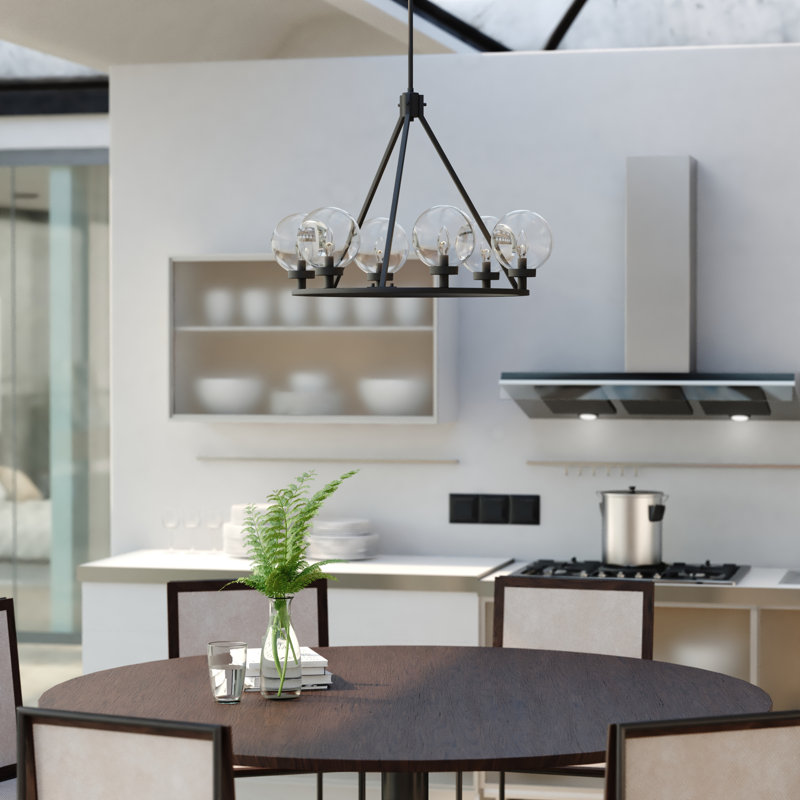 6 - Light Dimmable Wagon Wheel Chandelier