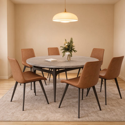 Ensemble de table de salle à manger 55,1 po, table de cuisine moderne pour 4 à 6 personnes, pieds en acier, ensemble de salle à manger à piédestal avec chaise de salle à manger, gain de place