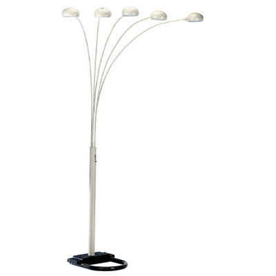 Lampe sur pied de 84 po en métal avec finition blanche et 5 arches réglables