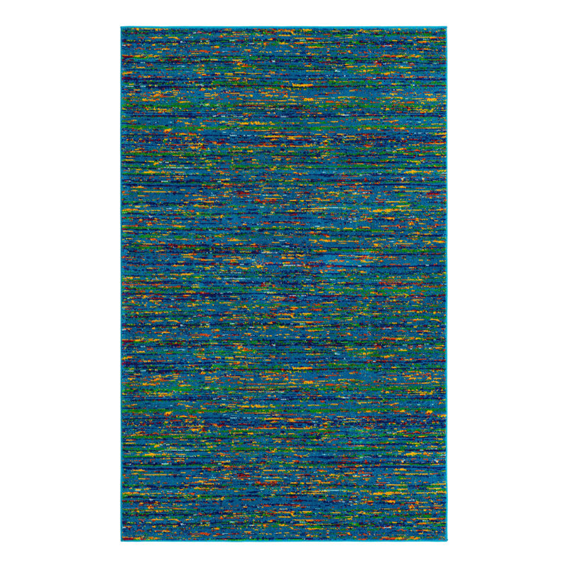 Tapis contemporain Marvela bleu lime / vert, Rectangle 5 pi 3 po x 8 pi