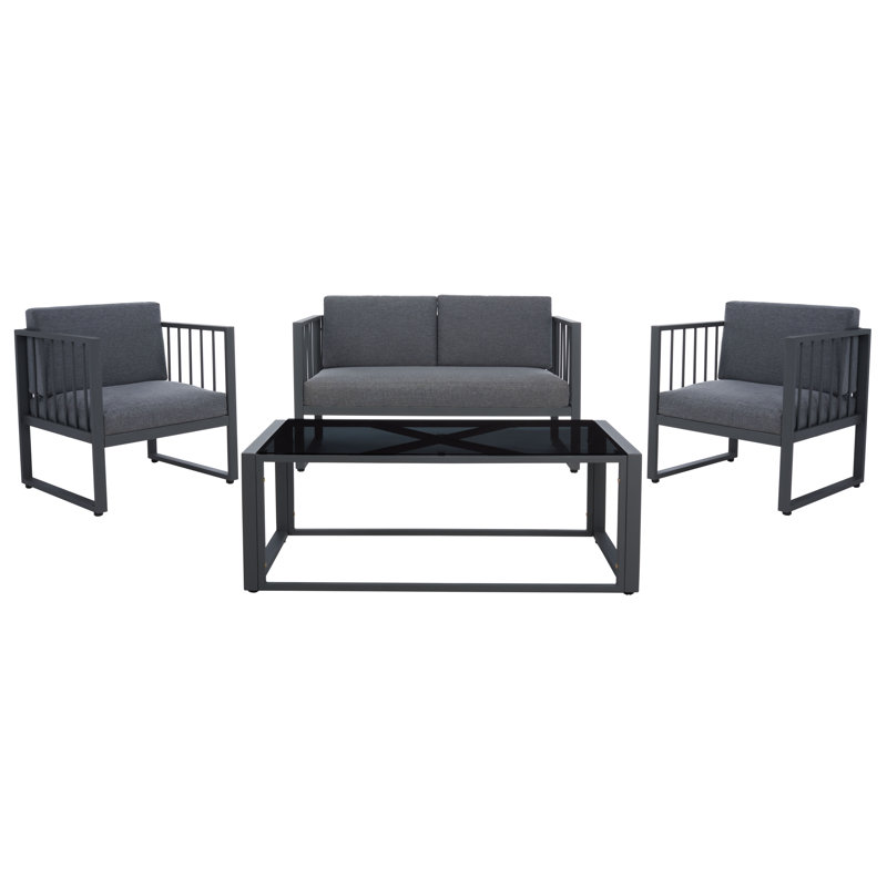 Aviral 4 - Person Patio Conversation Set with Cushions, Gray