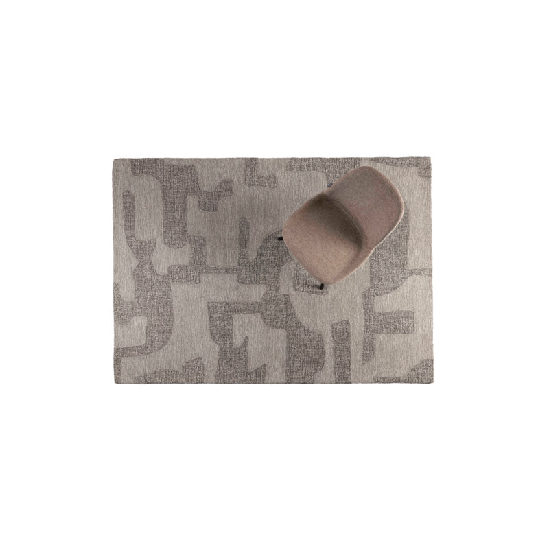 Rug Wool Abstract Area Rug in Gray