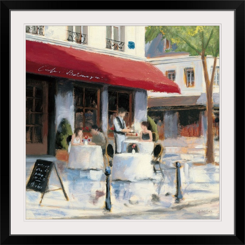 «Relaxing at the Cafe I» par James Wiens, reproduction d'art, Cadre noir, H 38 po x l 38 po x P 1 po