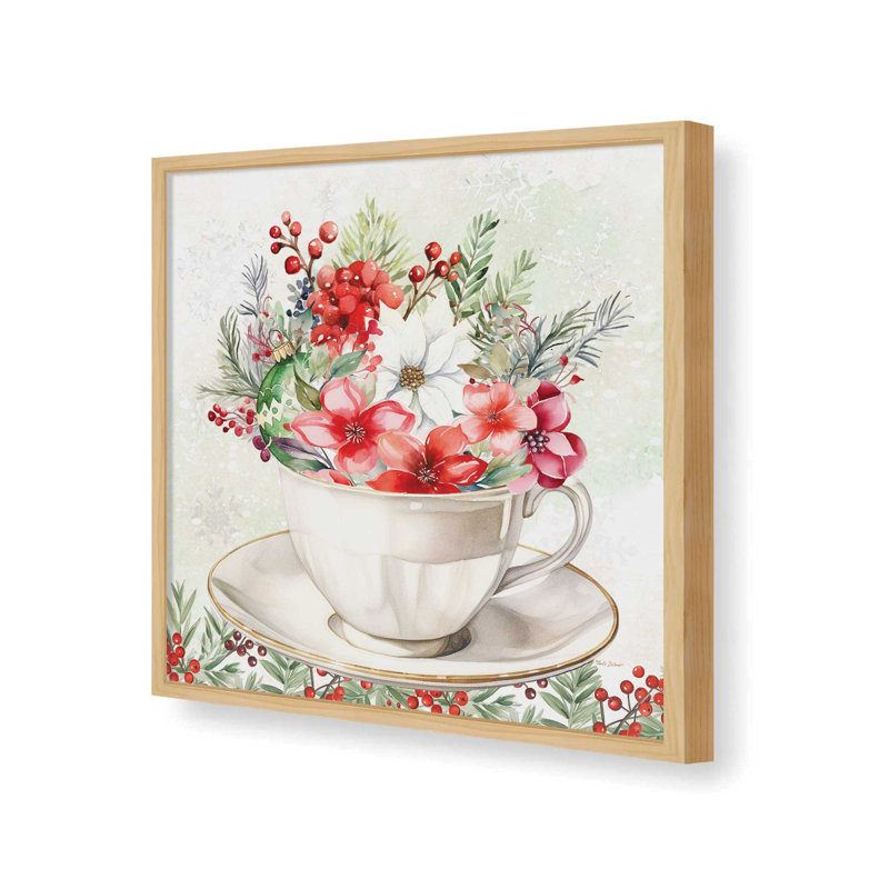 Reproduction d'art «Christmas Christmas Cup» par Nicole DeCamp, L 30 po x H 30 po, Érable, Impression encadrée