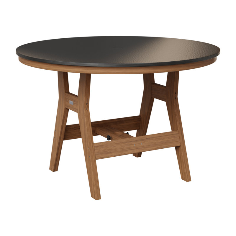 Table de bar ronde 48 po Berlin Gardens Harbor, Acajou antique, Noir martelé, H 38,87 po x l 48 po x P 48 po