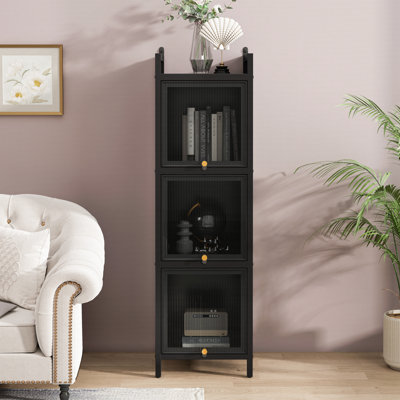 Modern Three-Tier Glass Door Cabinet by Dakota Fields