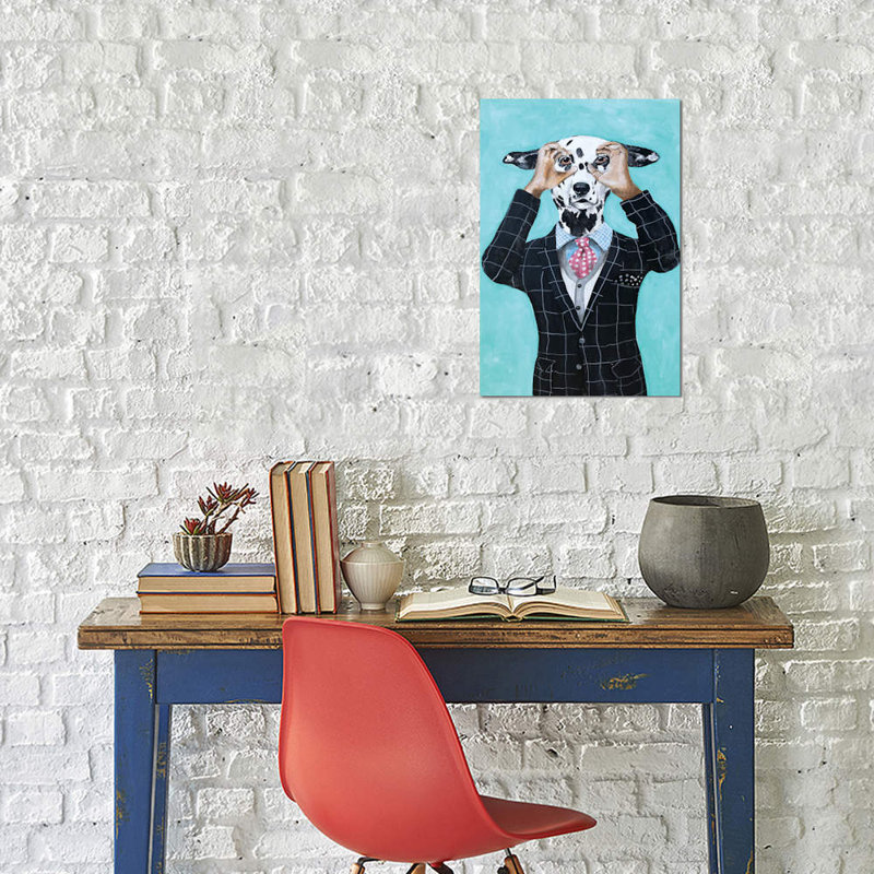 Reproduction d’art sur toile tendue, coco de paris’dalmatien regarde ", H 26 po x l 18 po x P 1,5 po, Toile avec cadre noir