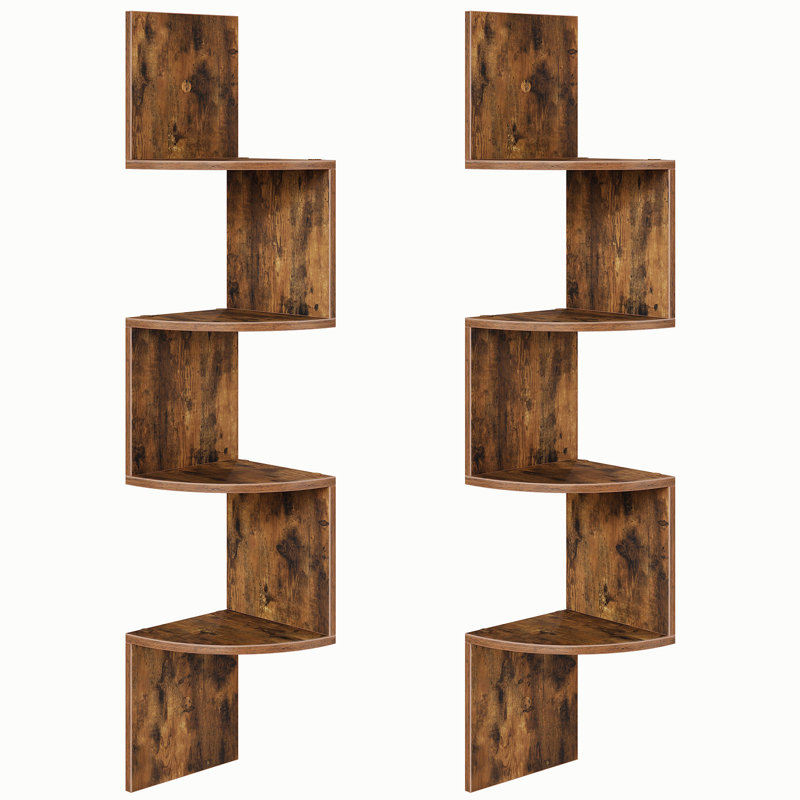  Elburt Corner Bookcase, 4 Tier floating corner shelf
