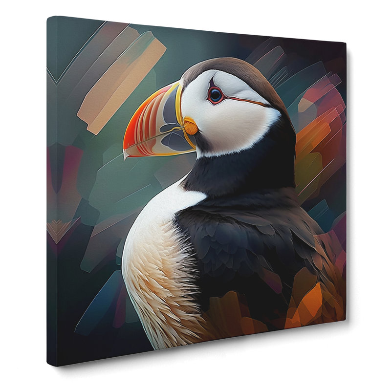 Puffin Digital Art - Wrapped Canvas
