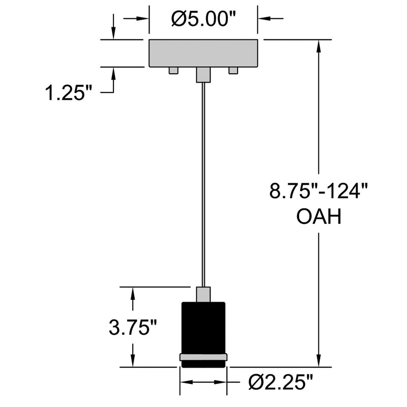 Luminaire suspendu 1 lumière, Noir mat