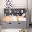 Structure en bois Matériau Structure de lit de jour simple avec couchette simple, structure de lit de jour avec tablette de rangement et ports de charge USB, gris