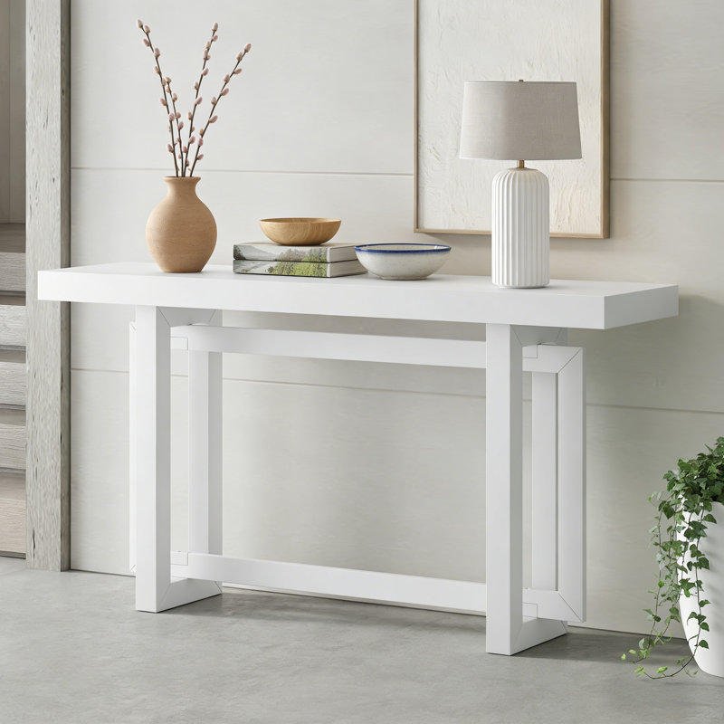 59.1''rectangle Design Console Table, White, White