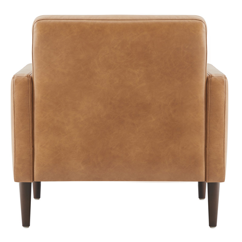 32.3"W Upholstered Tufted Accent Chair, Cognac Brown