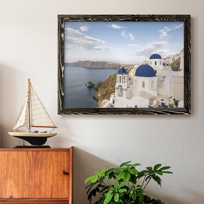 Santorini View, reproduction d'art sur toile, Noir, H 26 po x l 38 po x P 1,5 po