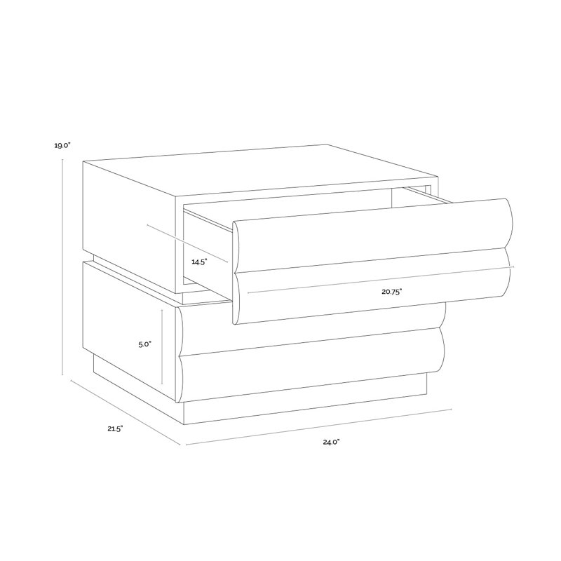 Subira 2 - Drawer Solid Wood Nightstand, Brown