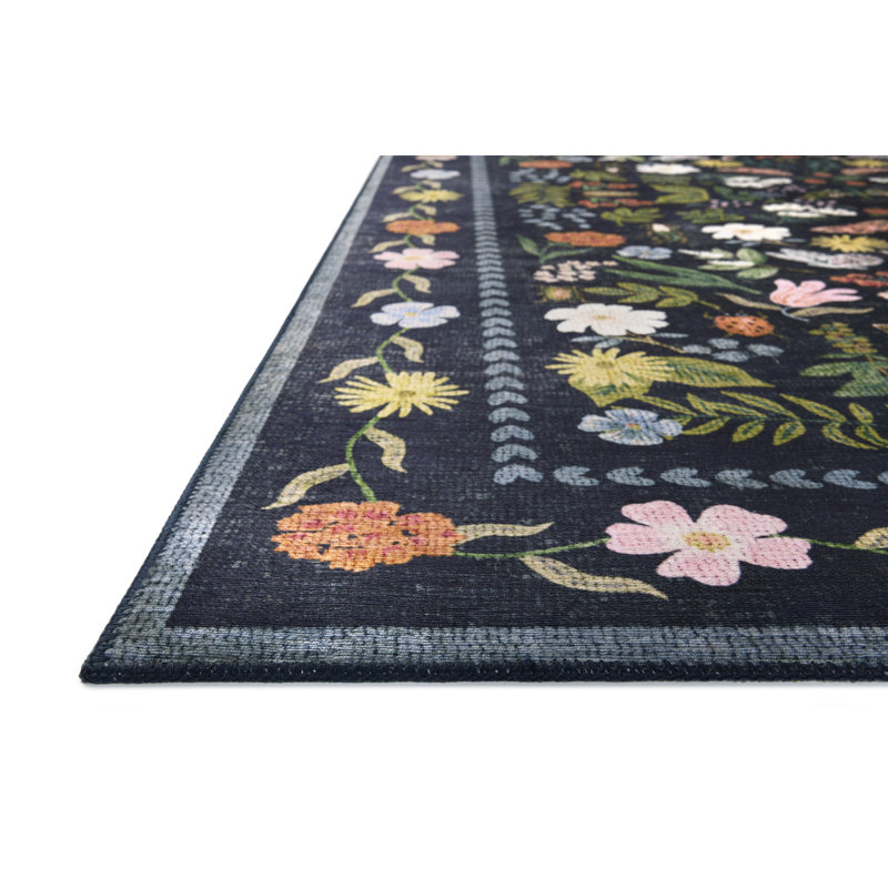 Rifle Paper Co. x Loloi Canopy Black Area Rug, Rectangle 8'6" x 11'6"