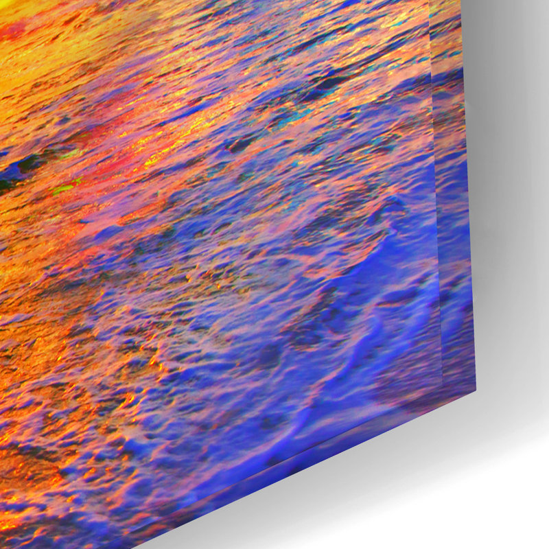 «Romantic Pink Purple Cloud Sunset Beach» par Ezra Tanner, art en verre acrylique Wal, H 16 po x l 24 po x P 0,2 po