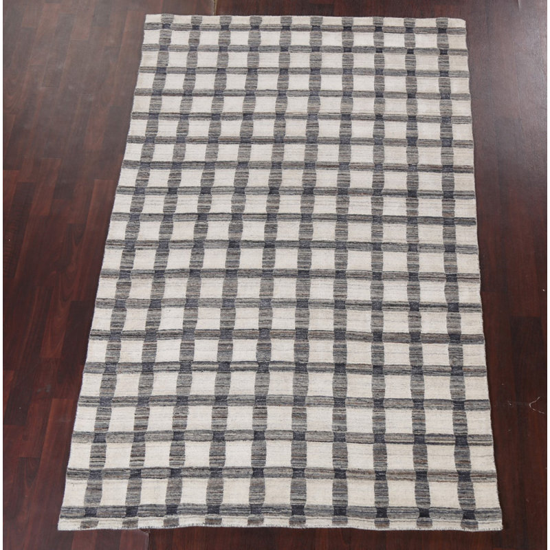 Tapis à carreaux Gabbeh noué à la main 5 x 8