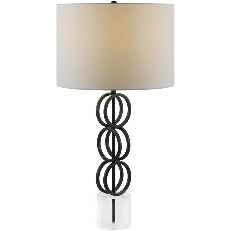 Lampe de table Parham, White, Noir/transparent