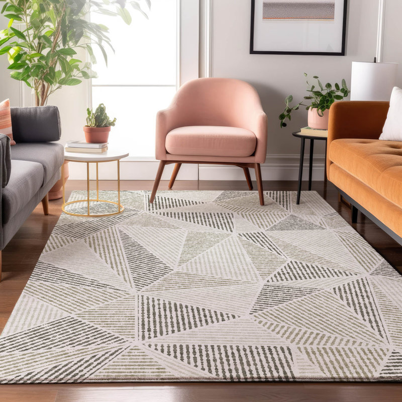 Tapis taupe Cerrito lavable à la machine de qualité supérieure, Rectangle 10 pi x 14 pi