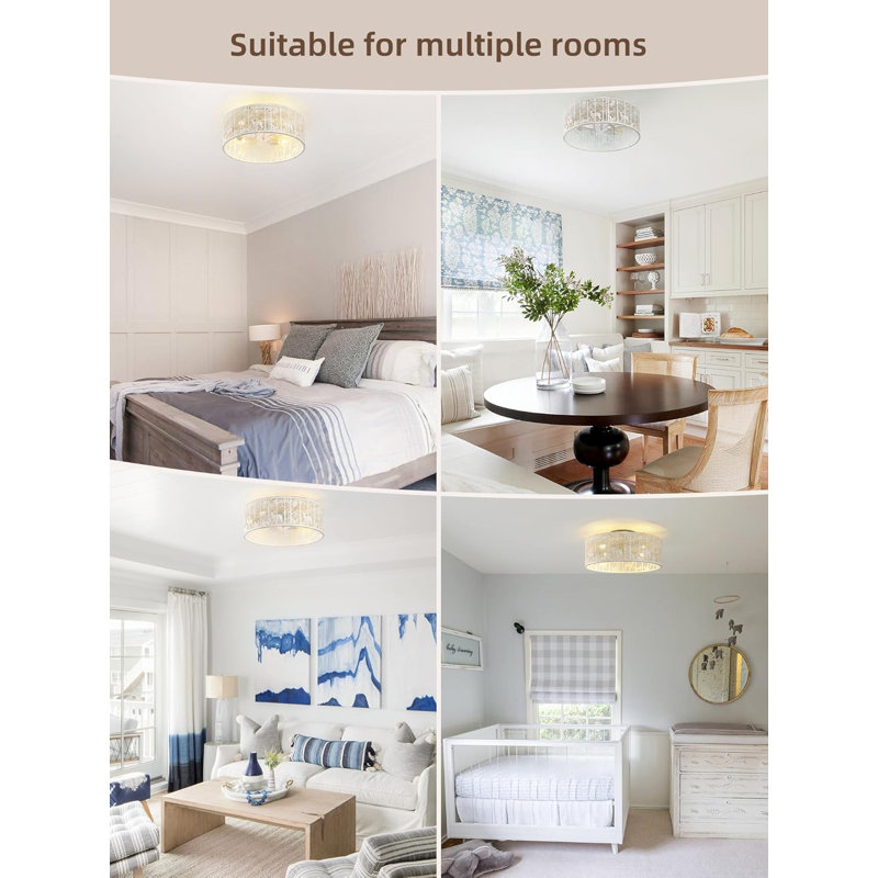 Ventilateur de plafond encastré avec lumières et télécommande, style bohème à profil bas, 6 vitesses, enceinte en cage pour chambre à coucher, salon, chambre de bébé, vestibule