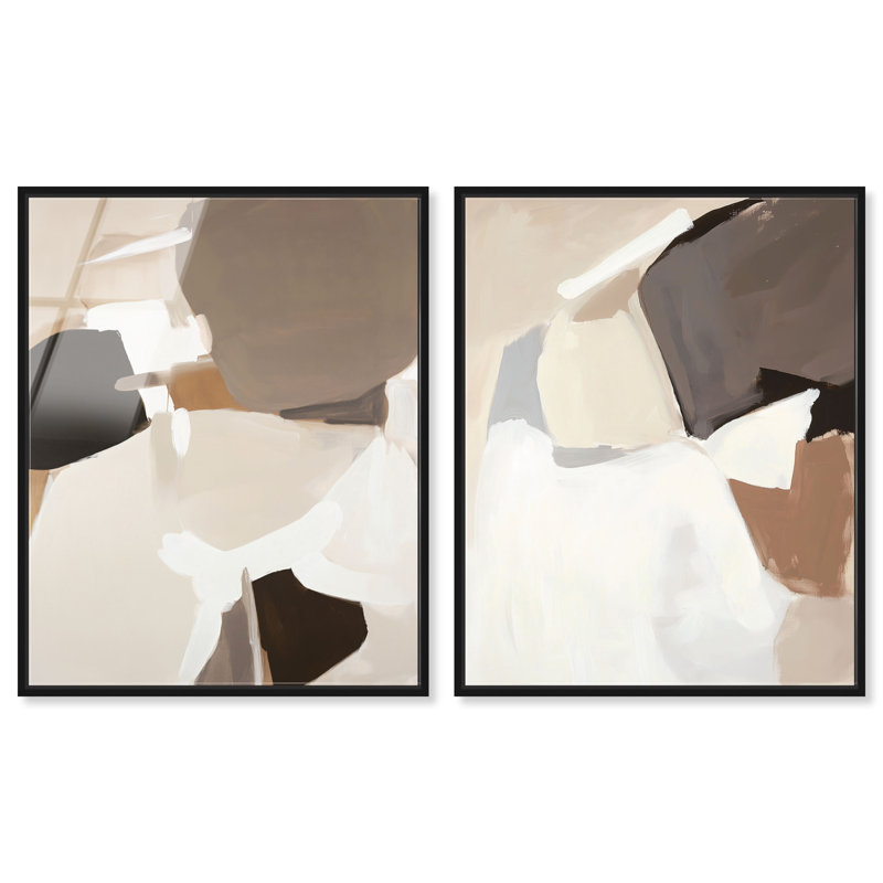 Tranquil Divisions, reproduction d'art encadrée, ensemble d'art abstrait bohème par Art Remedy, cadre noir, 16 x 20