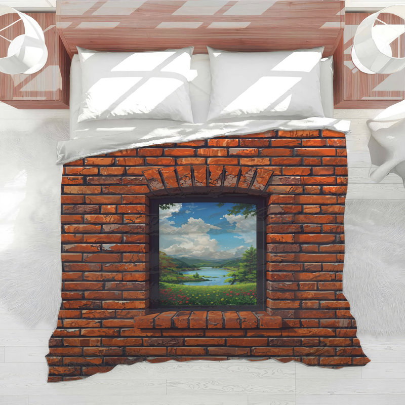 Window Brick Wall Comforter, Queen