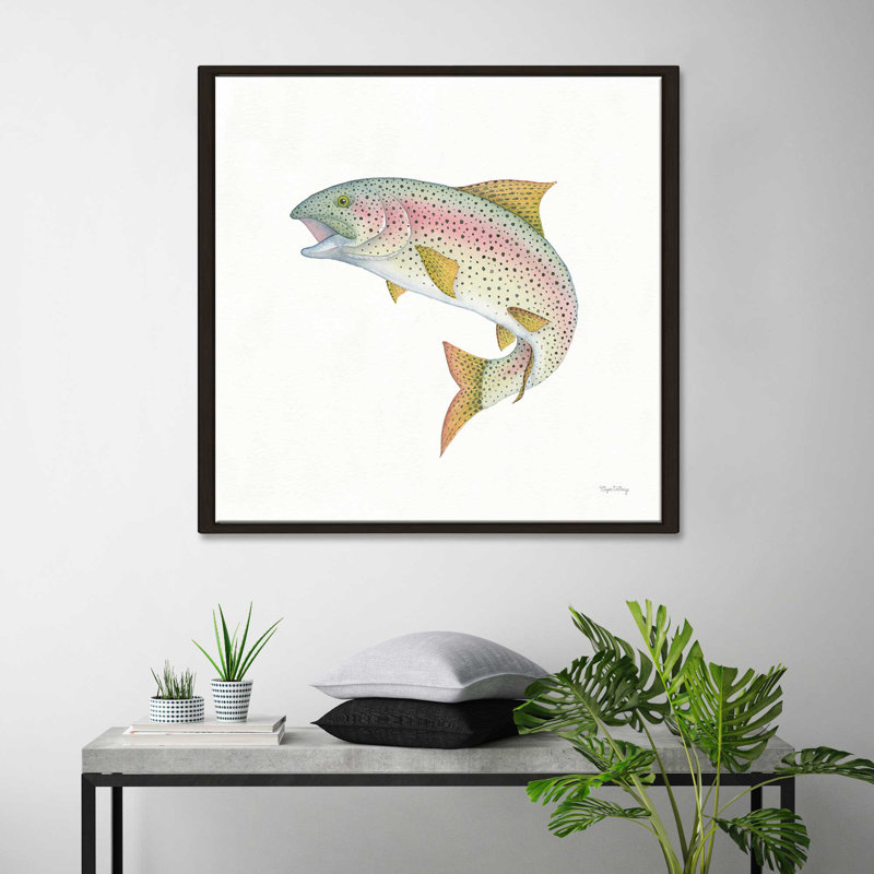 " Gone Fishin Rainbow ", 18" H x 18" W x 1" D, Wrapped Canvas