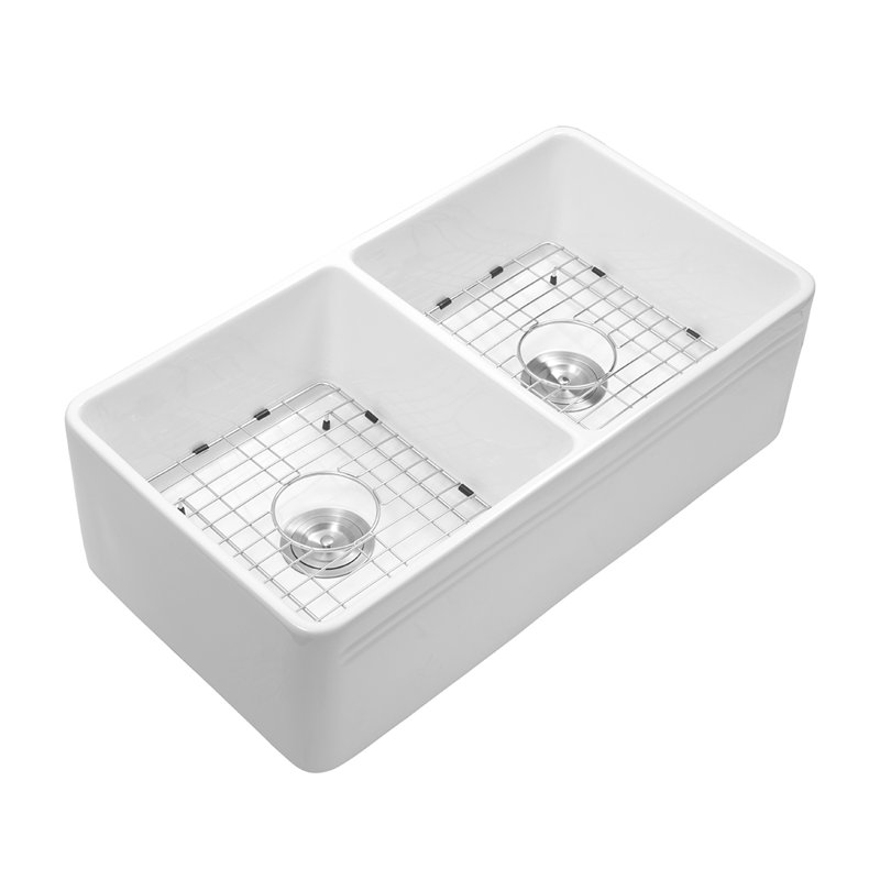 33'' L Double Bowl Ceramic Kitchen Sink