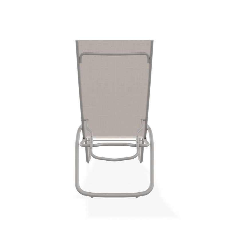 Outdoor Rust-Resistant Metal Chaise Lounge, Textured Warm Gray, Natural