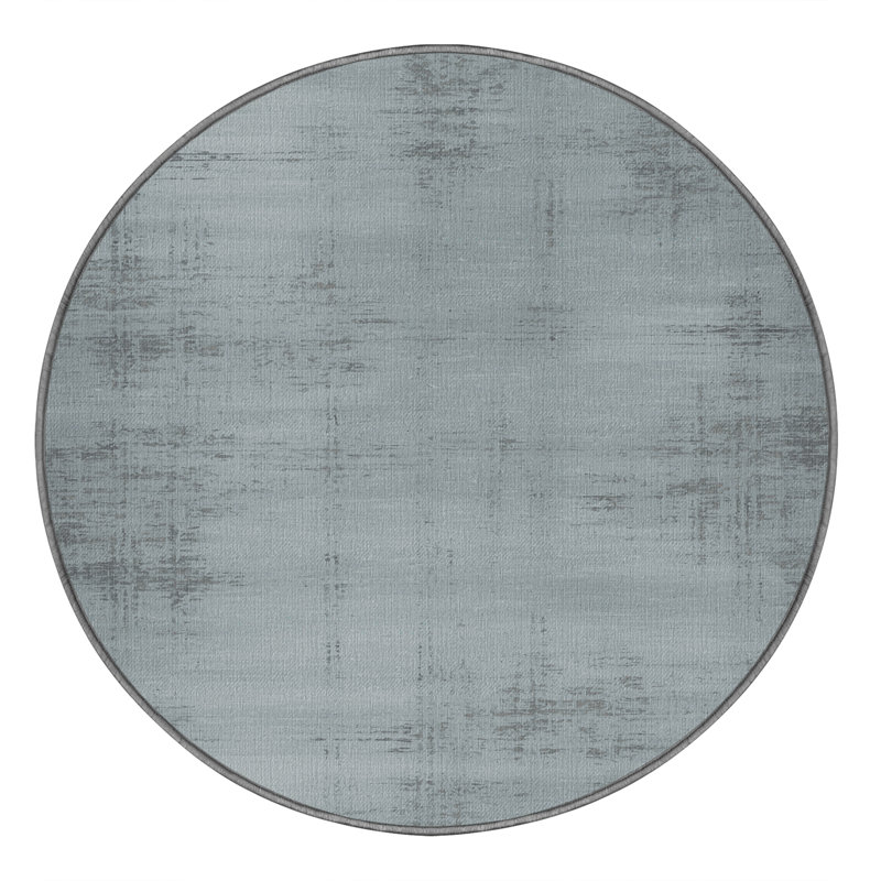 Tapis abstrait gris lavable à la machine, Rond 7 pi