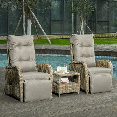 Ensemble de chaises longues inclinables 32,25 po avec coussins