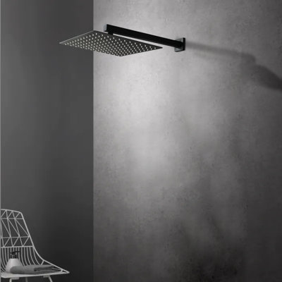 12 Inches Wall Mounted Rain Shower Head,Square Showerhead With Shower Arm,Stainless Steel,Brushed Nickel