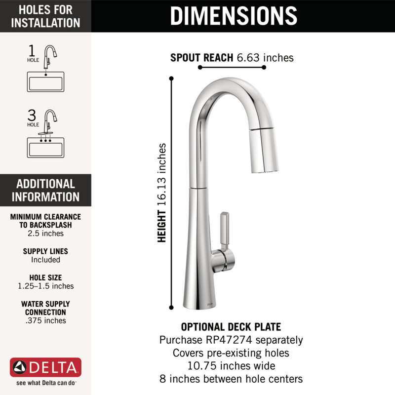 Monrovia Bar Faucet with Pull Down Sprayer, Chrome