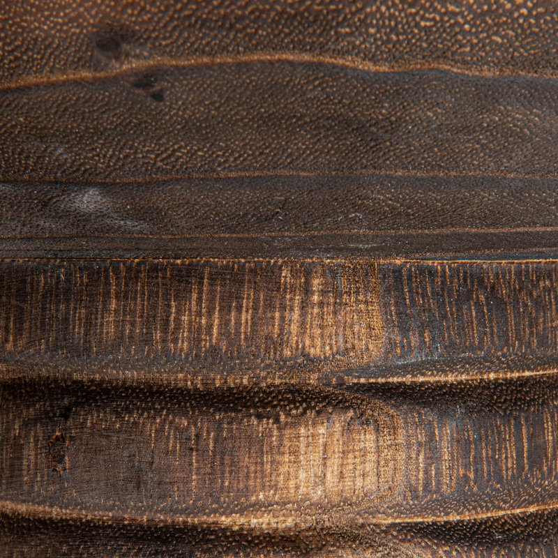 Round Paulownia Wood Pedestal Bowl, Charred Brown
