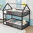 Twin Over Twin Metal Bunk Bed With House-Shaped Design-2034590469