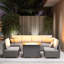 Ensemble de meubles de patio 5 pièces en osier avec foyer