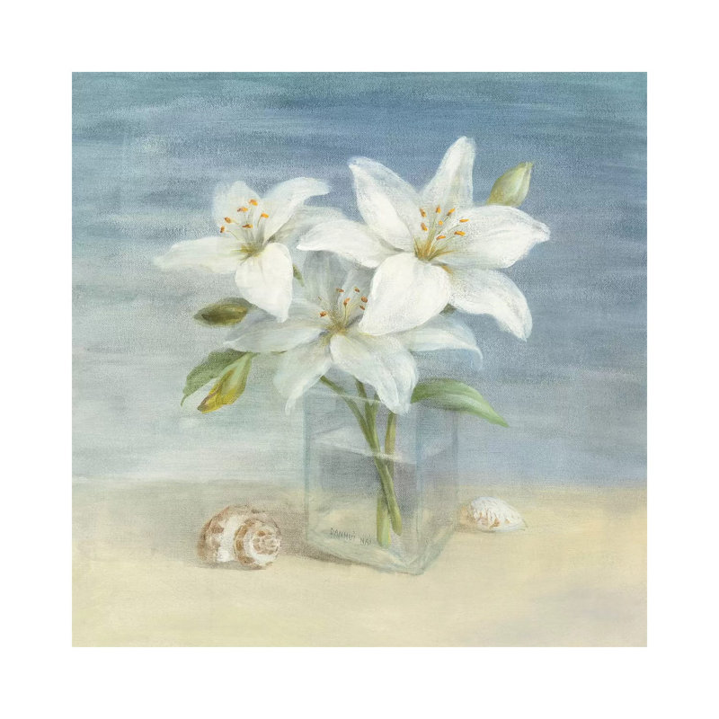 Lilies and Shells par Danhui Nai - reproduction d'art, H 12 po x l 12 po x P 0,75 po, Toile tendue