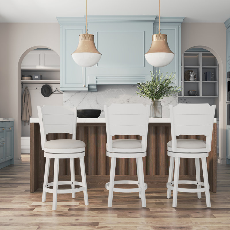 Authement Swivel Upholstered Counter Stool, Sea White, Counter Stool (26.5" Seat Height)