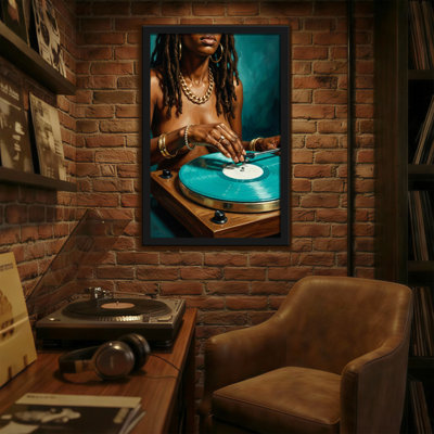 Abstract Woman With Dreads Playing Vinyl Record