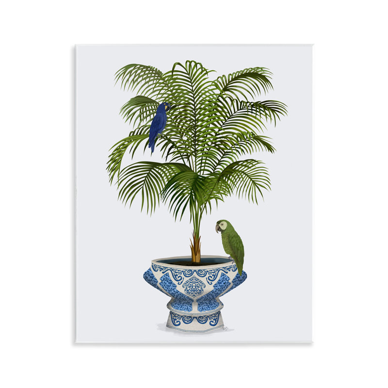 "Parrots on Ornate Planter", art mural par Fab Funky