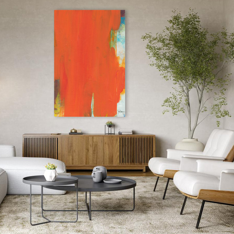 Orange Tide - Abstracts Art contemporain, H 48 po x l 32 po