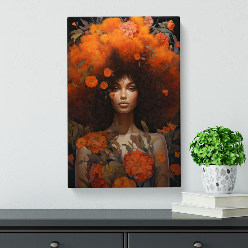 Woman With Curls Tachisme - No Frame Print, 60cm H x 40cm W x 3cm D