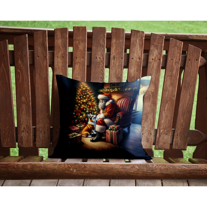 Coussin Corgi and Santa Claus, H 14 po x l 14 po