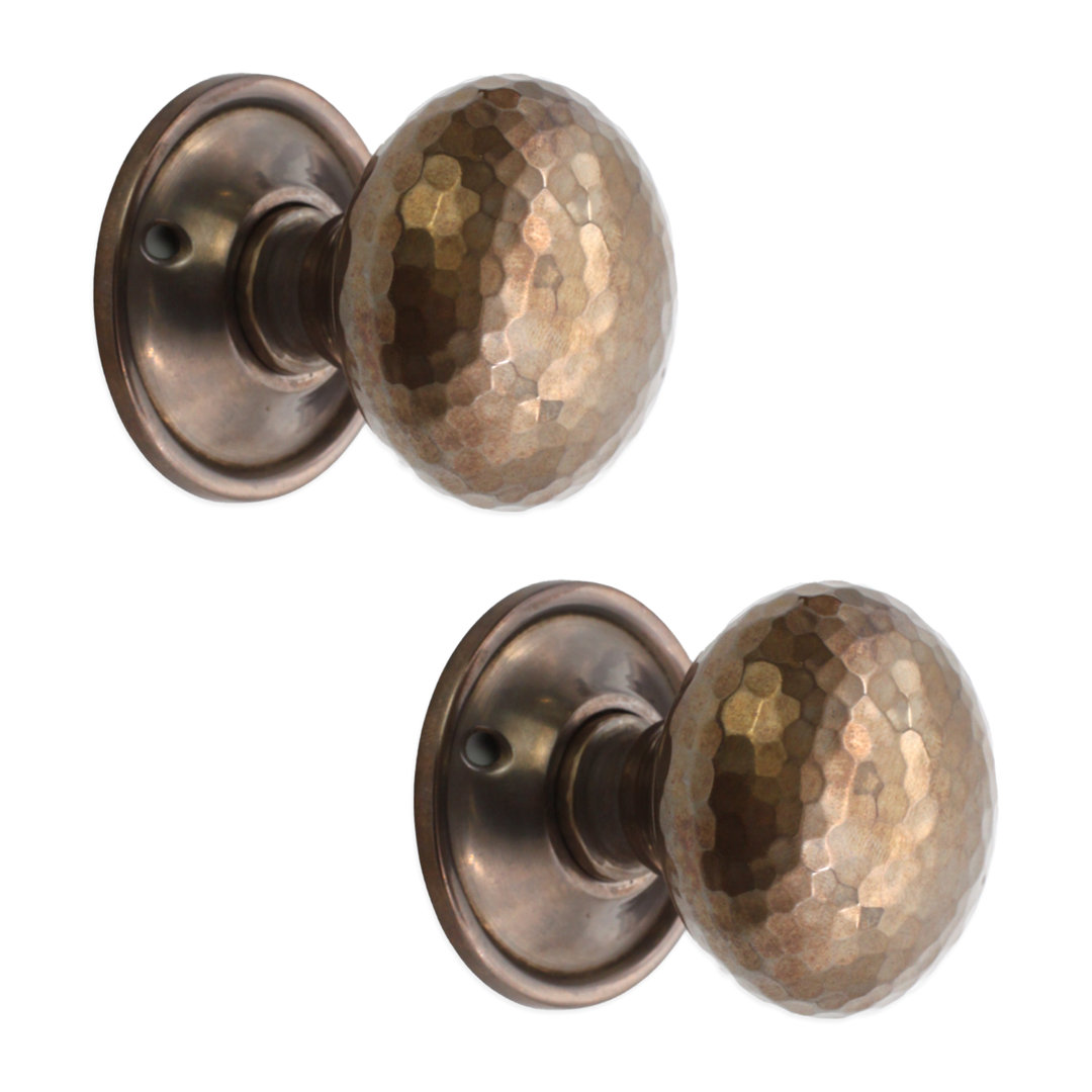 Hammered Mushroom Rim/Mortice Door Knob Antique