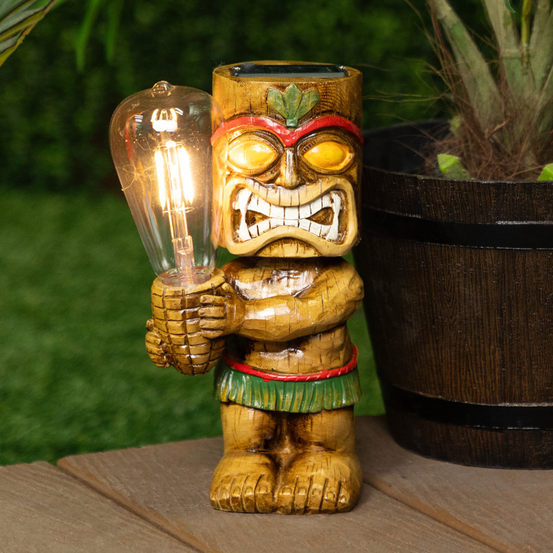 Statue Tiki à énergie solaire 9 "avec lumières DEL