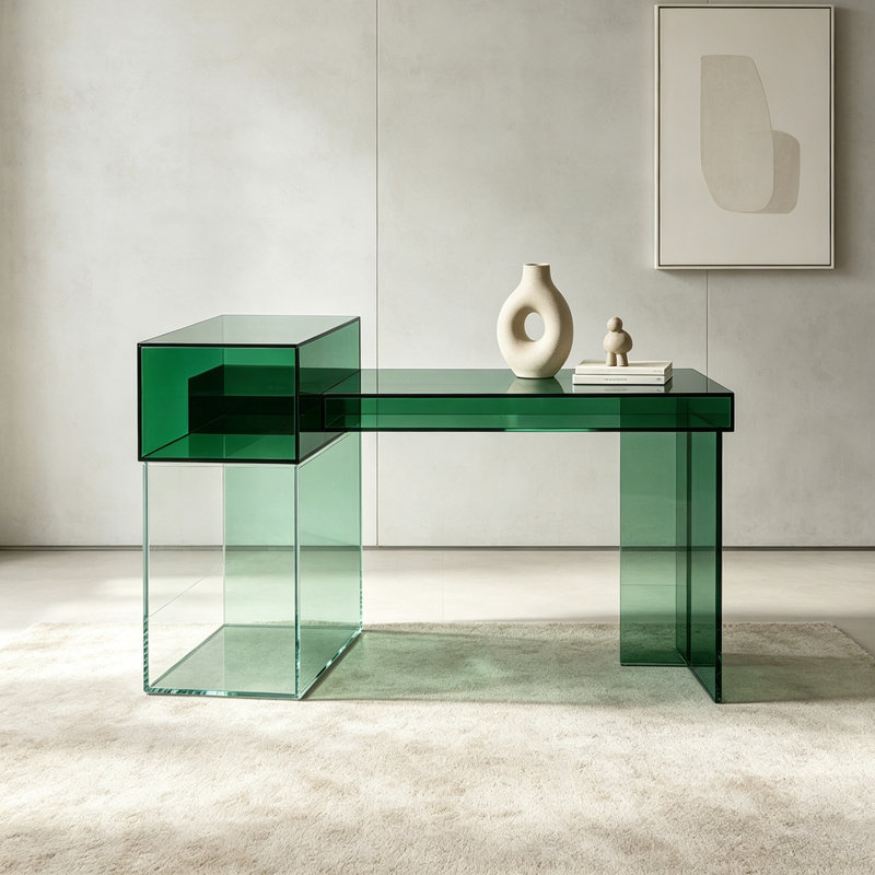 Console de hall d'entrée en acrylique transparent, H 31,5 po x l 47,24 po x P 15,75 po